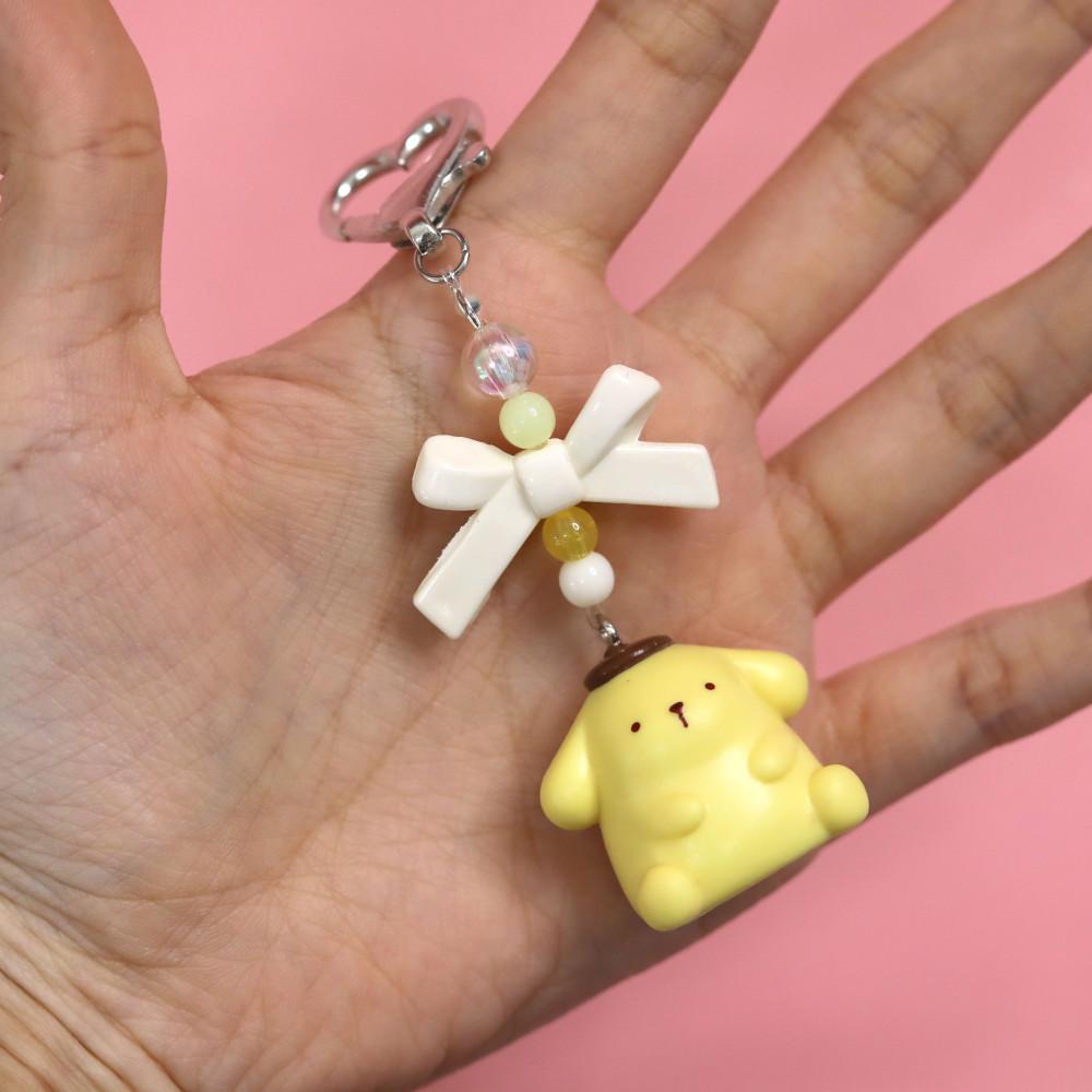 [고독한문방구] 왕크왕귀 🍮 폼폼푸린 리본 비즈 키링 열쇠고리 가방고리