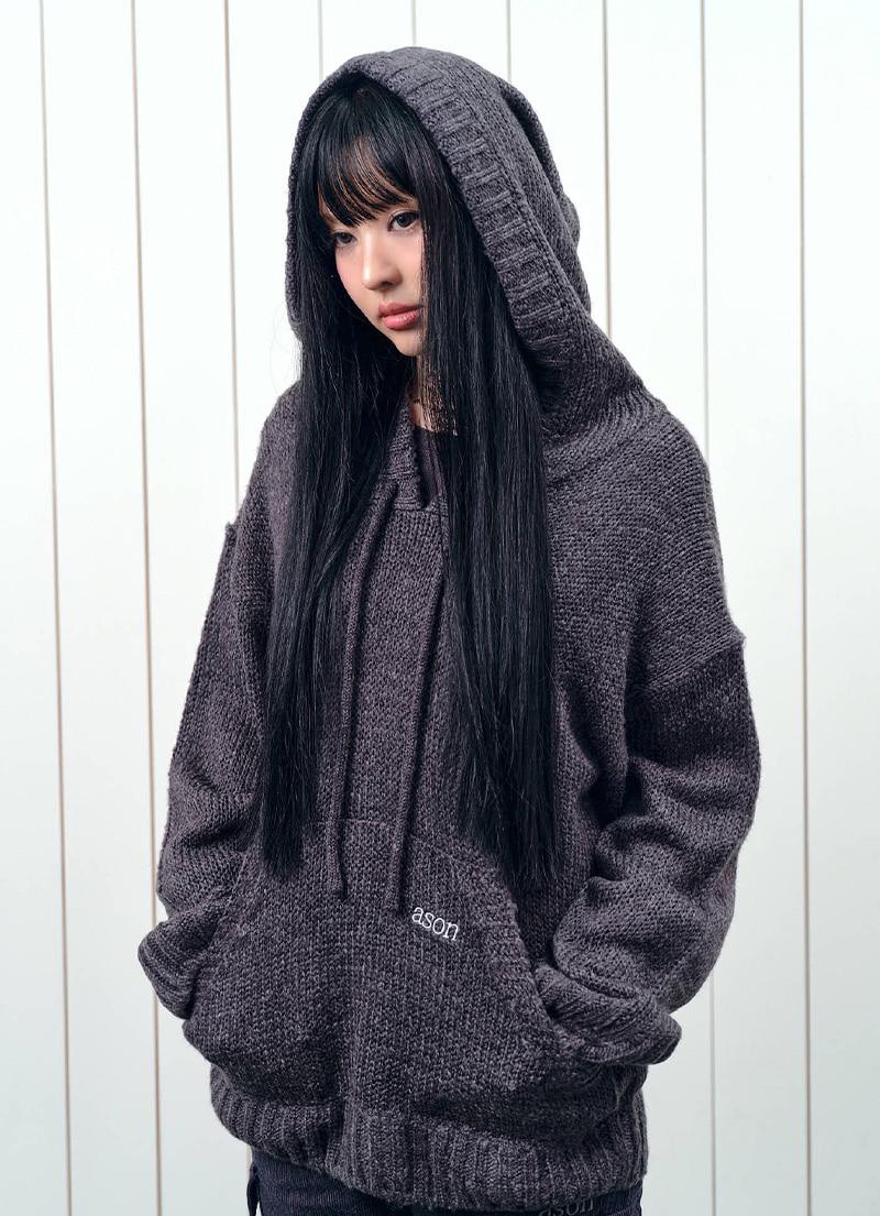POPO HOOD KNIT / CHARCOAL