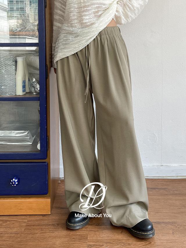 [MADE] 빅사이즈 M-4XL 탱글 메가 와이드 핀턱 밴딩 슬랙스 팬츠 하객룩