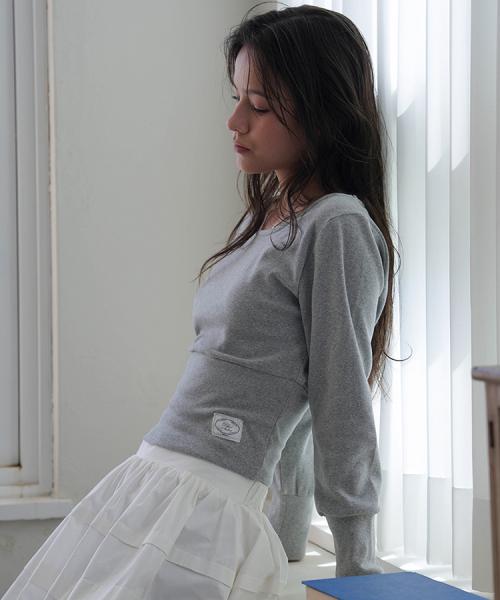 Slim U-neck Long Sleeve [Melange]