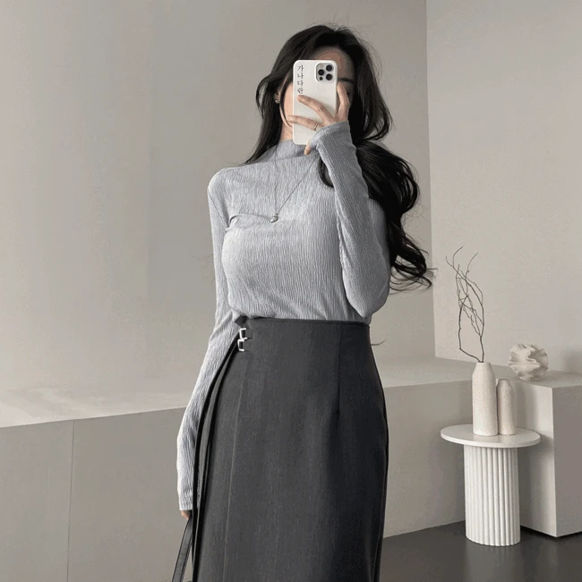 [실물보장🩶/여리여리] 가나다란 레이닌 반목 데끼 플리츠 여리핏 블라우스 티셔츠 4color