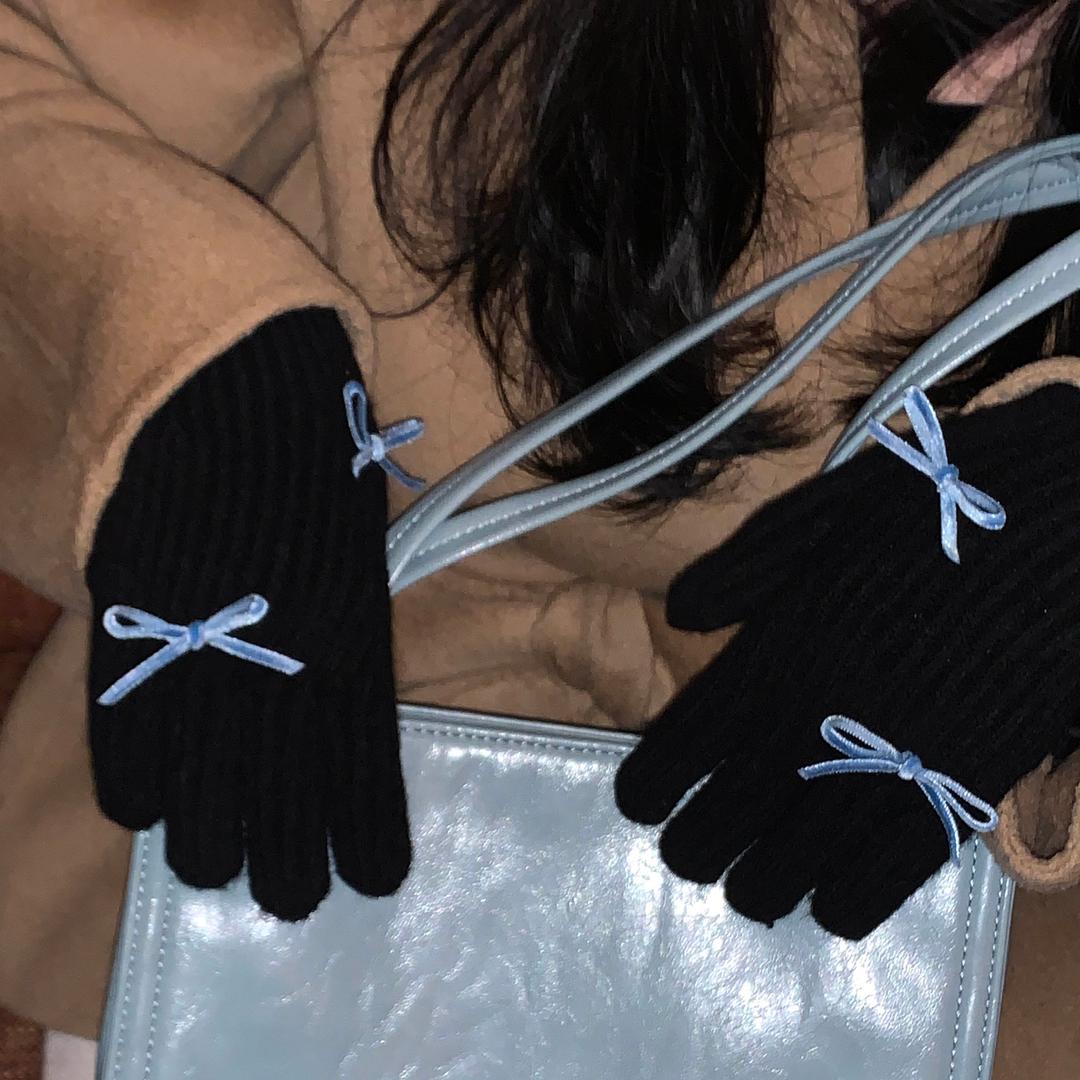 Long gloves Black+ Ribbon