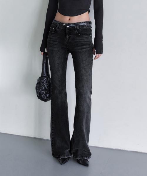 Signature Slim Low Rise Flared Jeans DCWPT006BlackB