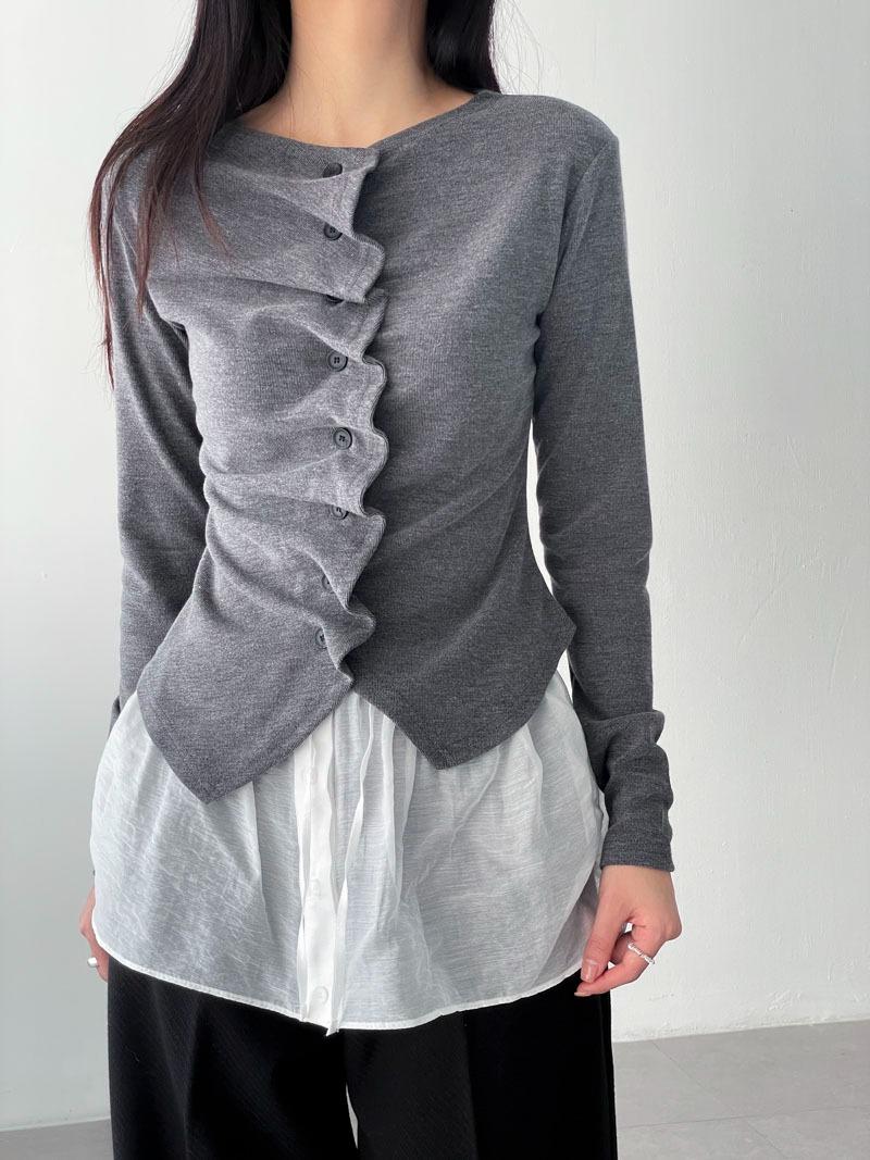 으나카이브 ruffle button cardigan (3color)