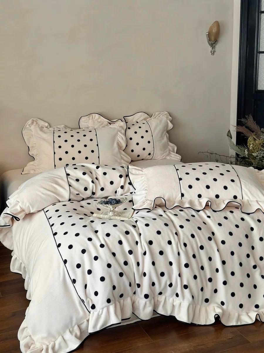 도트 극세사 베딩 이불 세트