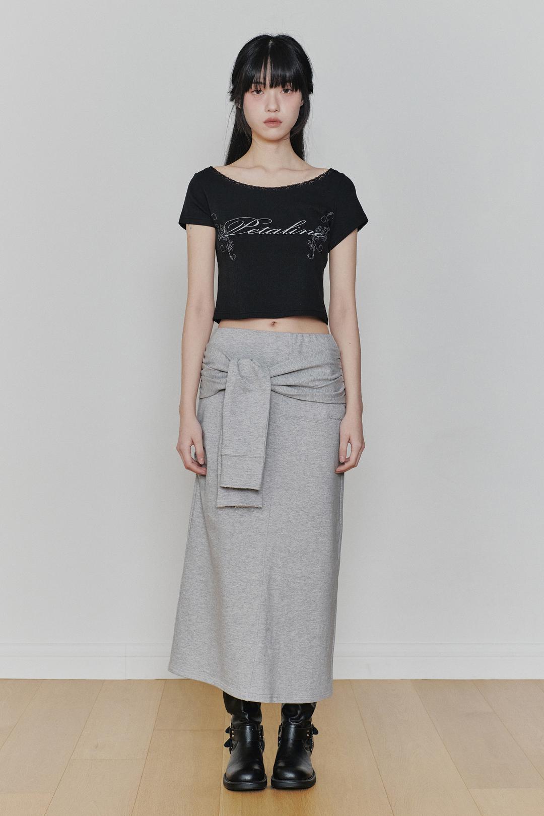 [3/6~] TIED LONG SKIRT melange grey