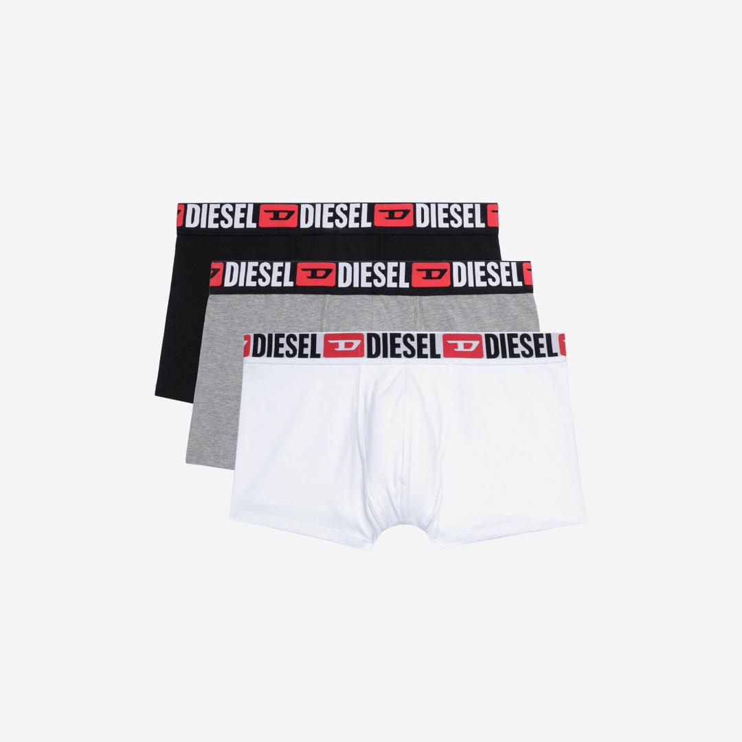 Diesel Umbx Damien All Over Logo Waist Boxers White Grey Black (3 Pack)
