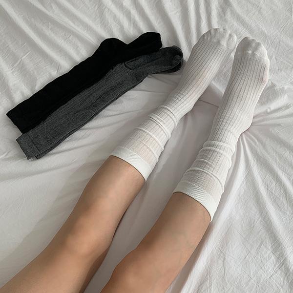 수앤수 [🩷핏보장] 토니 베이직 골지 잔주름 롱삭스 양말 (23SO006)