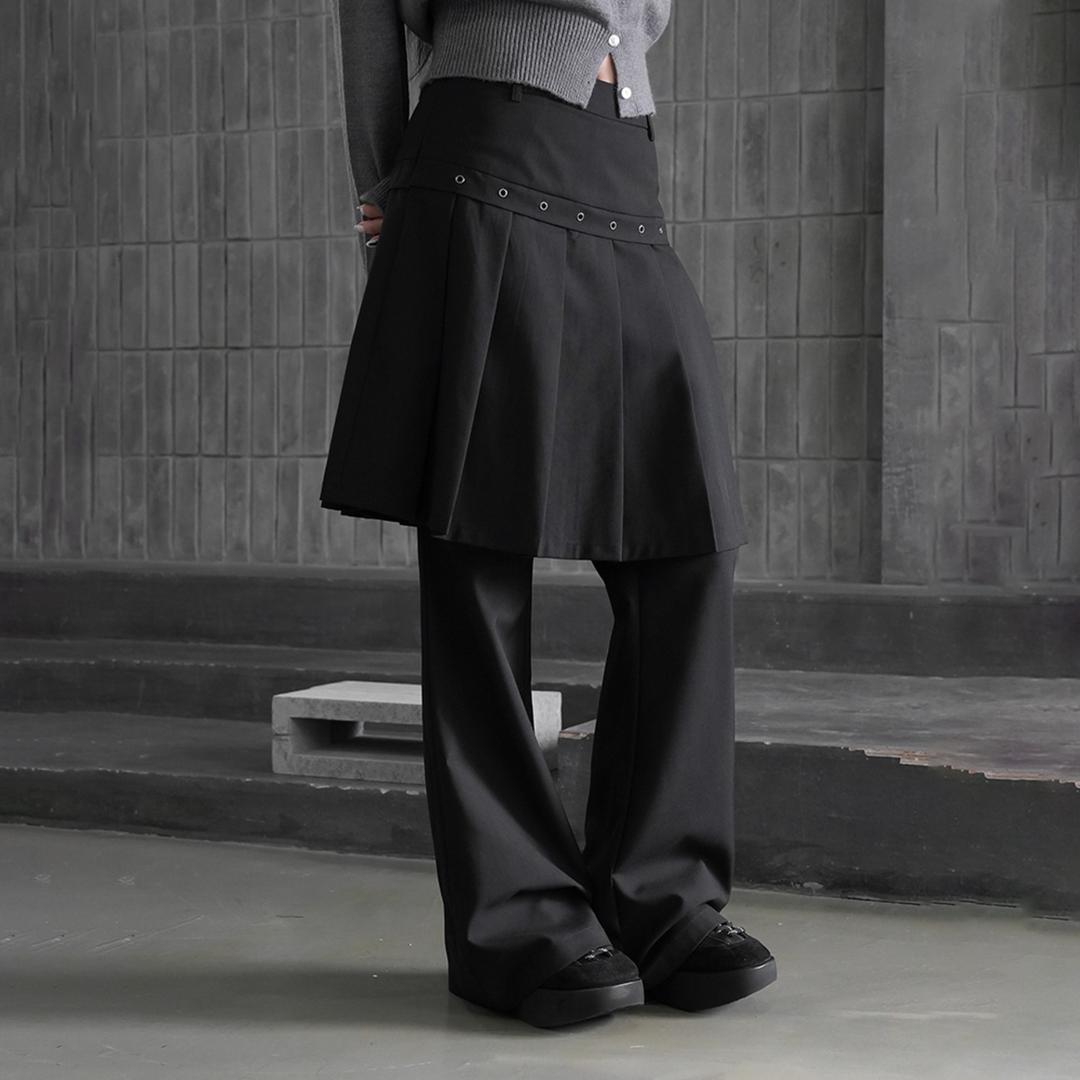 바이너리원 슈드 레이어드 아일렛 스커트팬츠