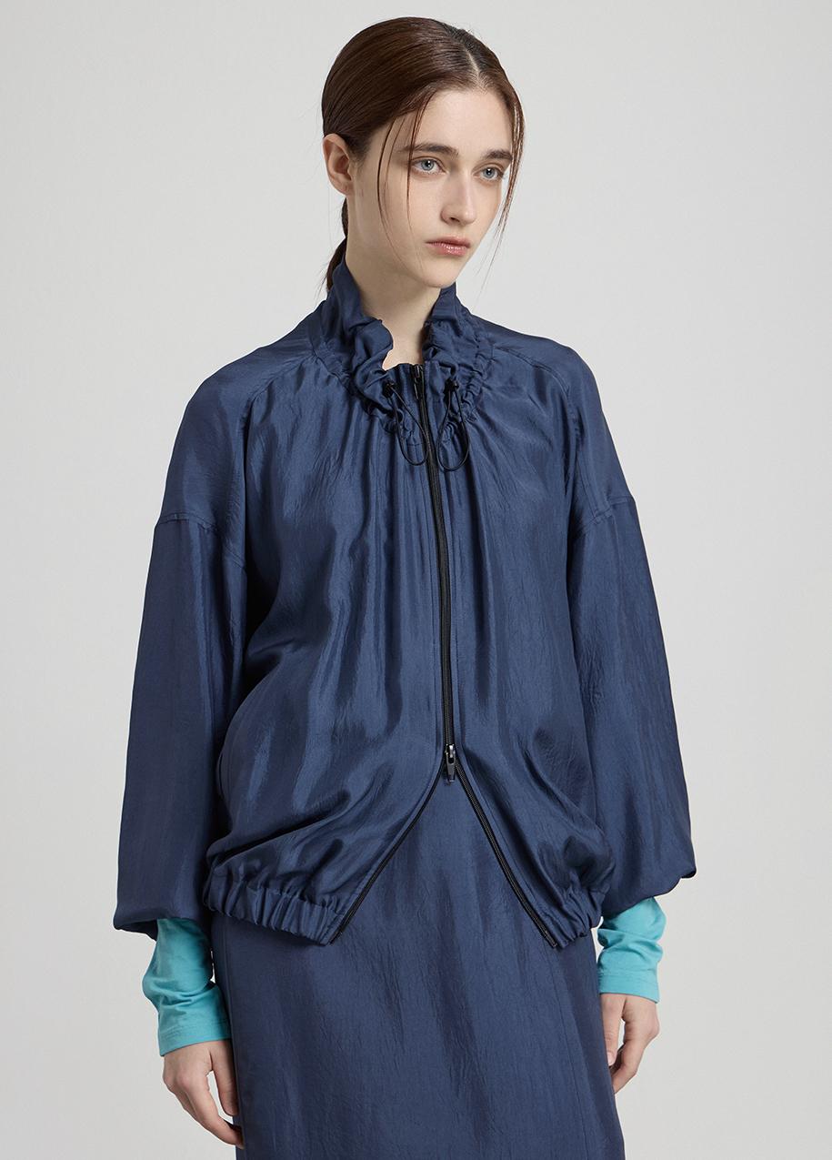 Zip-up Shirring Blouson