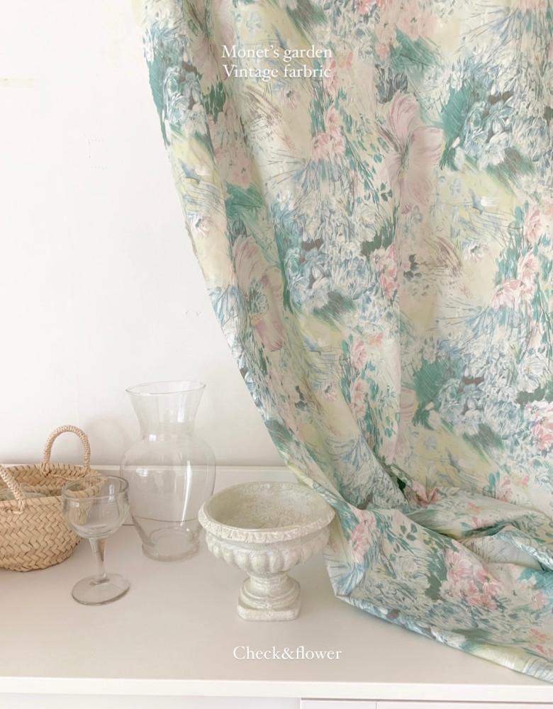 모네의 정원 빈티지 수채화 플라워 원단