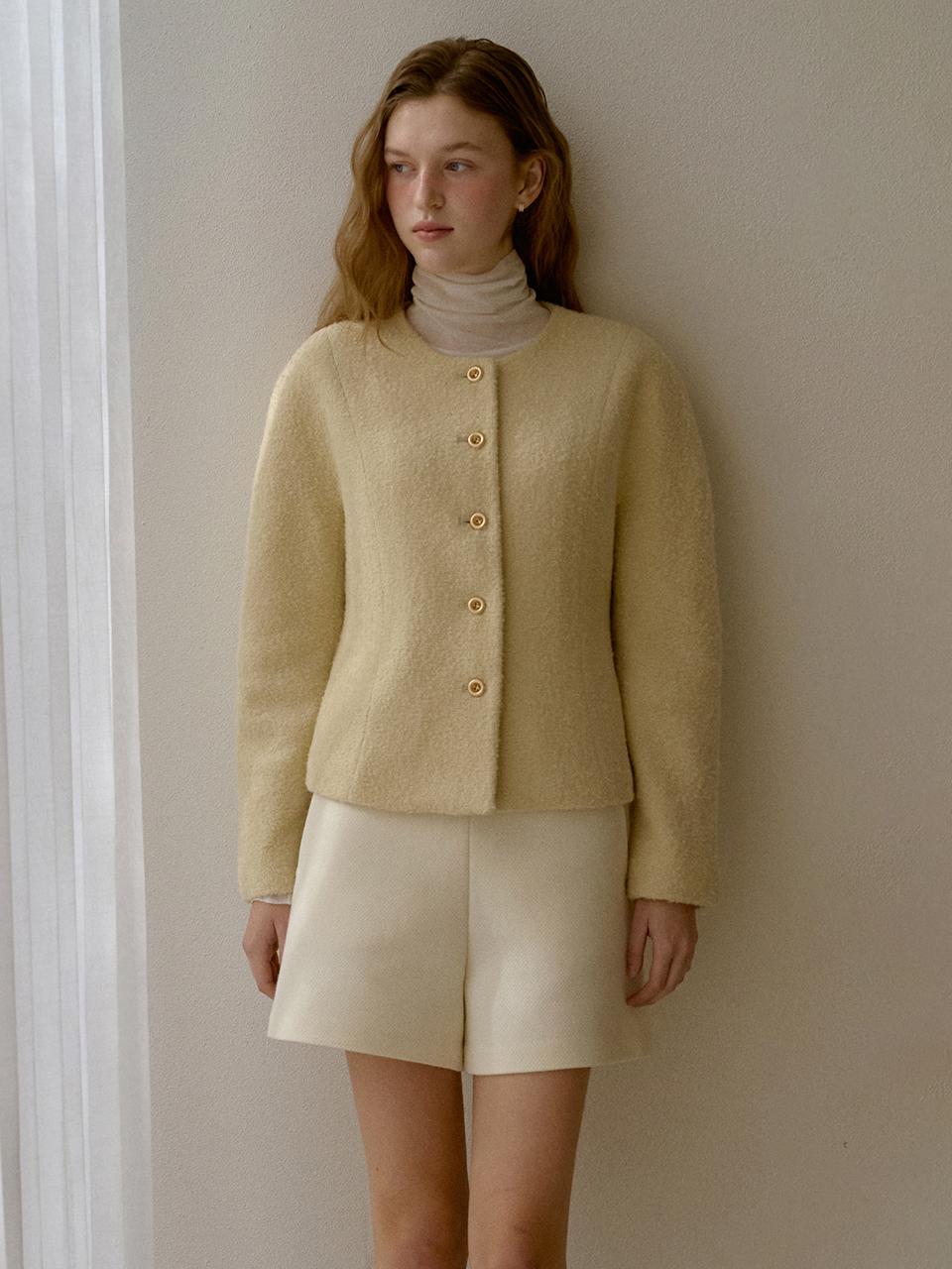 ERNA dolman sleeved alpaca tweed jacket_Cloud Yellow