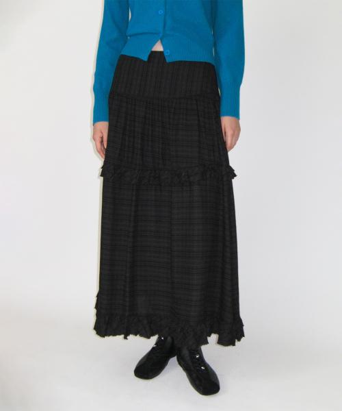 Frill Maxi Skirt (BLACK)