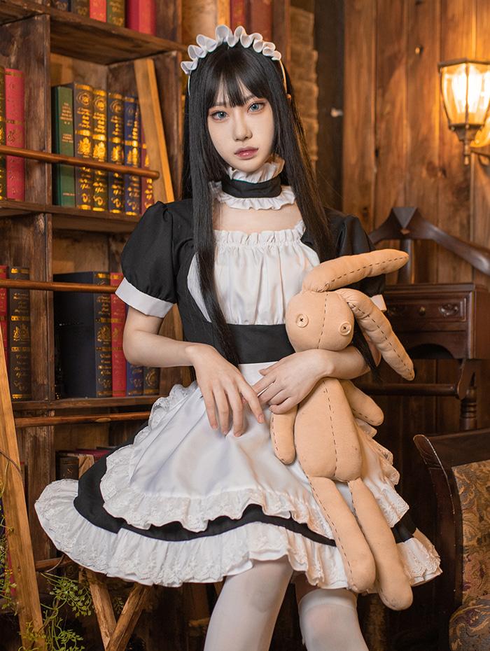 숏 클래식 하프 메이드 코스프레 의상 SET