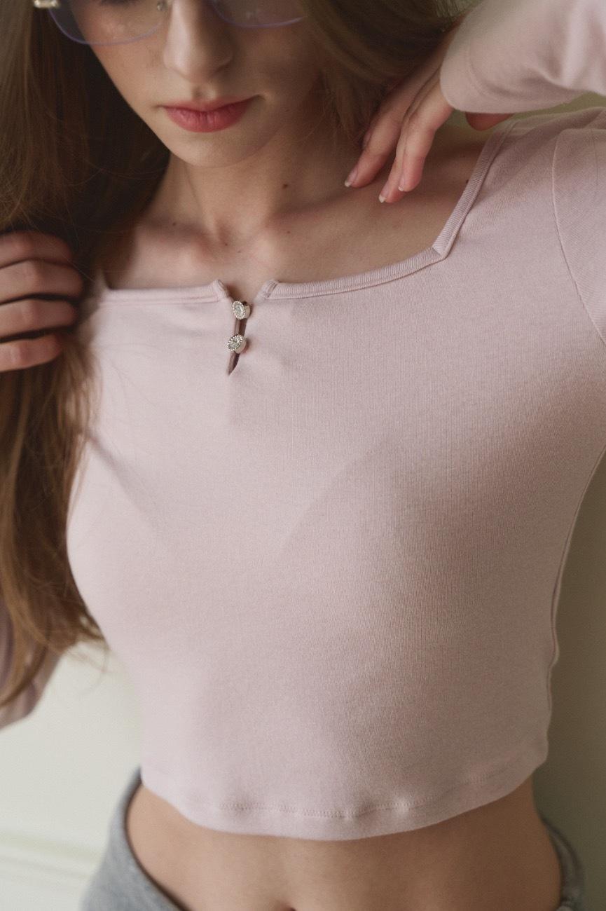 Jewel Button Top_Pink
