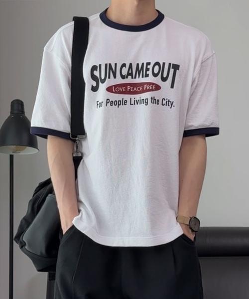 썬 아웃 레터링 테리 링거 티셔츠_3color