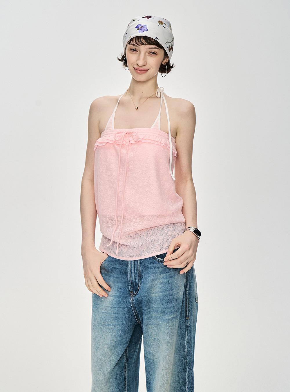 Cloud Whimsy Sheer Halter Top (2color)