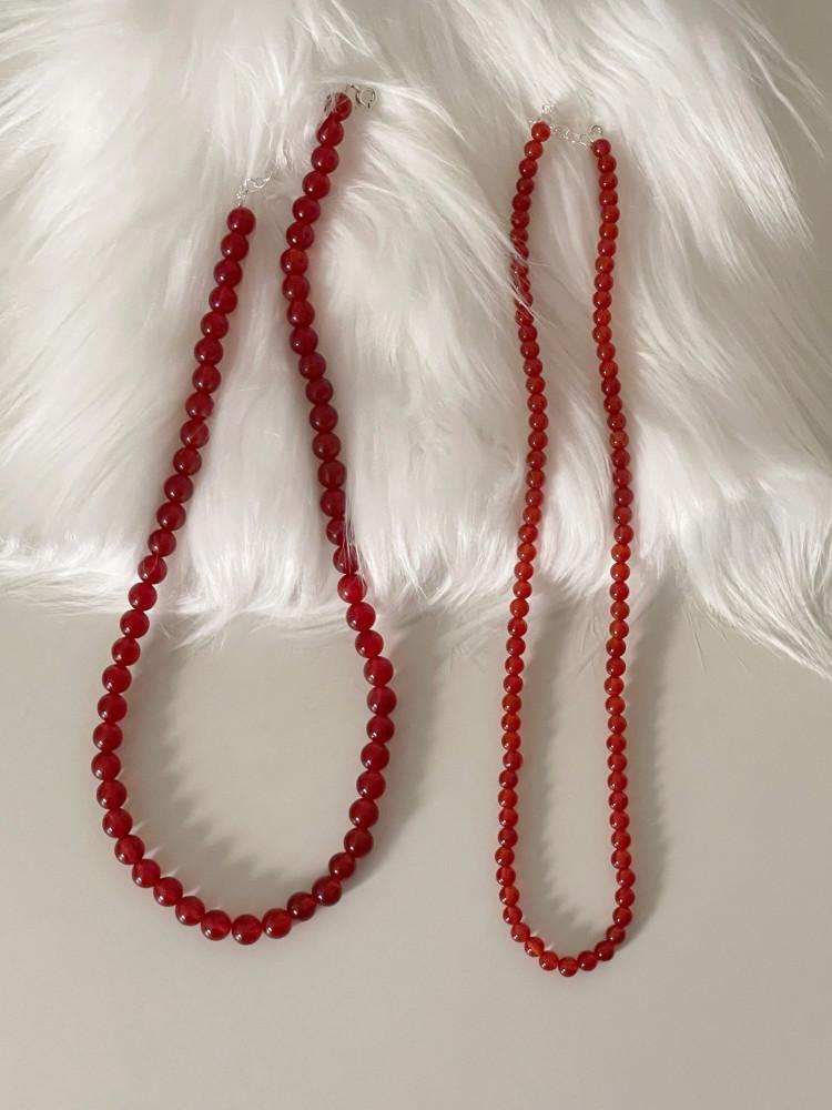 [모브닝/ 925 silver] 입고지연- 누브 레드 원석 오닉스 목걸이