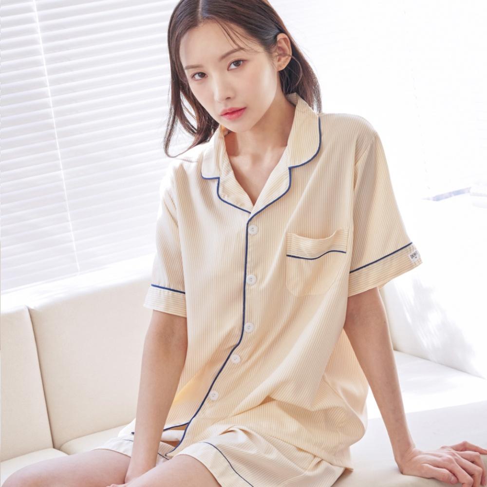 도씨 클린 실크핏 반팔 카라 커플 잠옷 세트