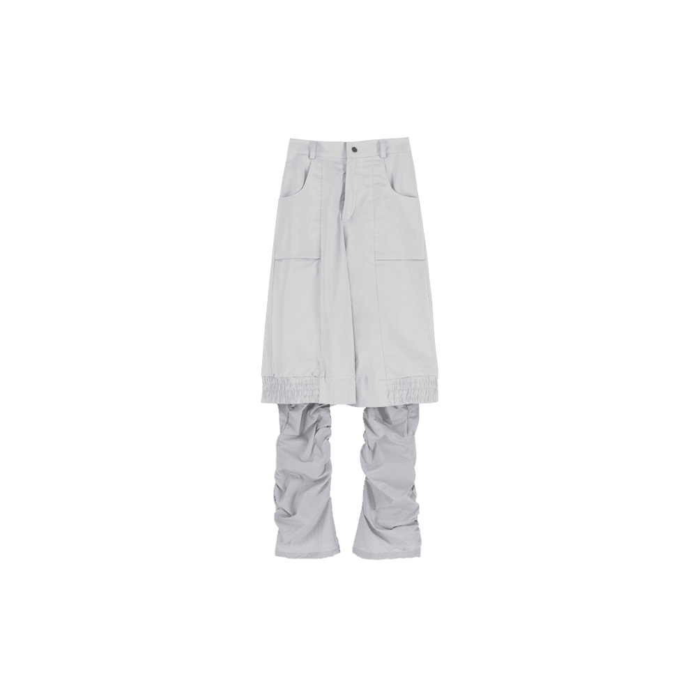 Layered Shirring Pants [Ivory]