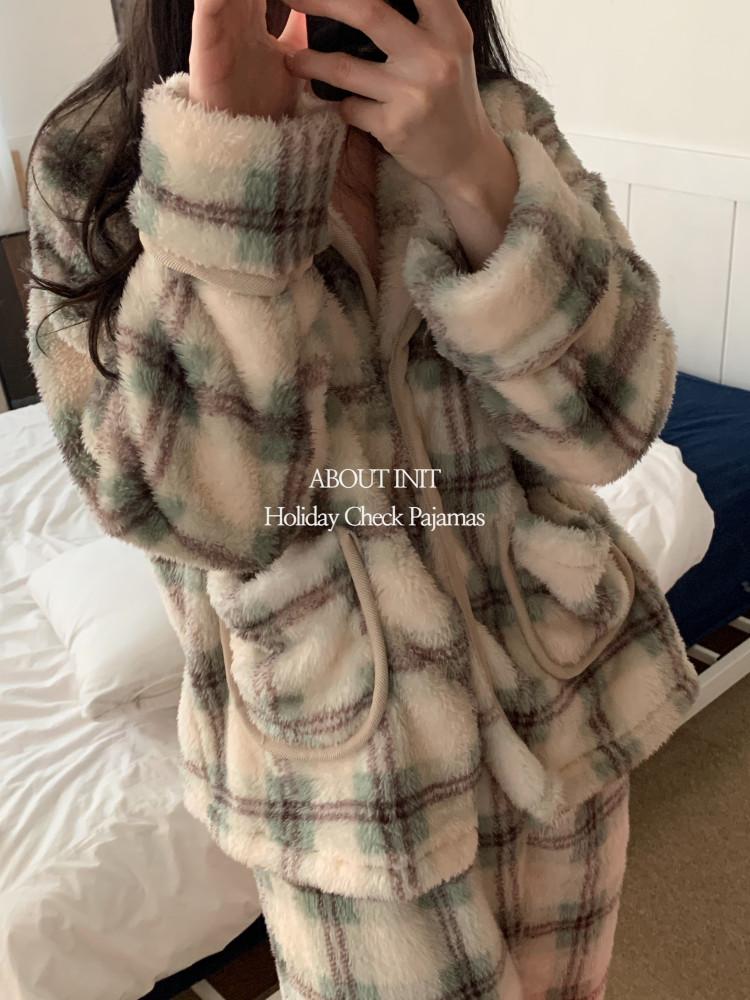 극세사실내복 체크수면잠옷 남자수면 겨울파자마 오버핏잠옷