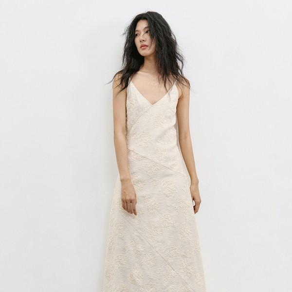 Floral Jacquard Slip Dress