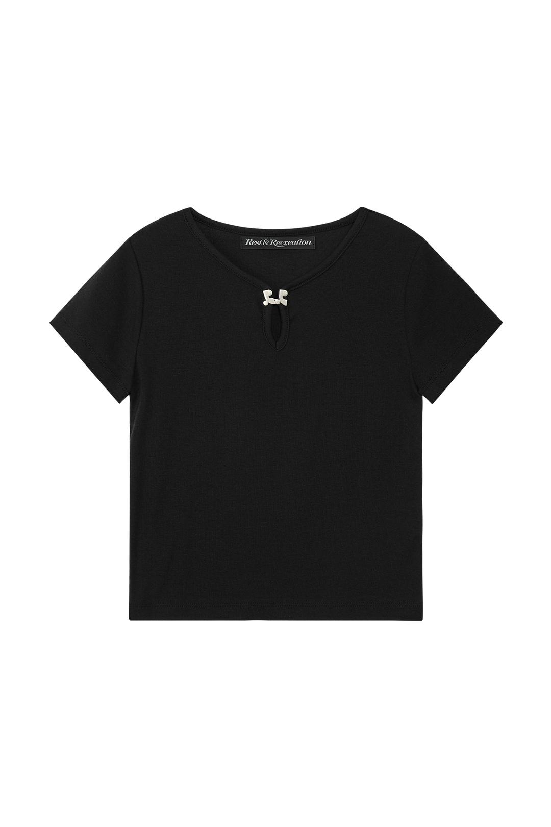 U-NECK LOGO CLIP TOP - BLACK