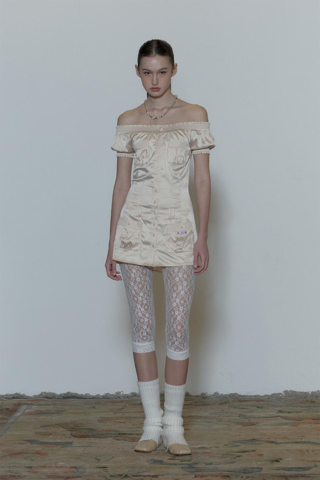 Ethereal Satin Dress Pale Beige