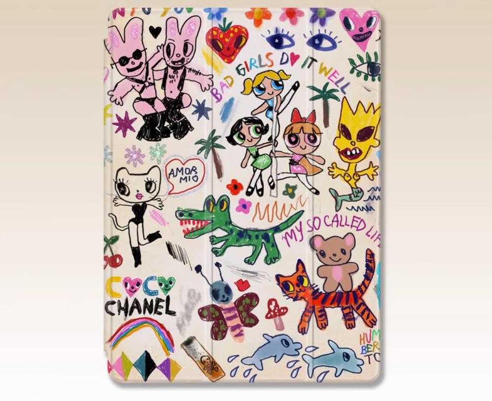 Ipad case 끄적끄적크래용 아이패드케이스 아이패드프로커버 미니파우치