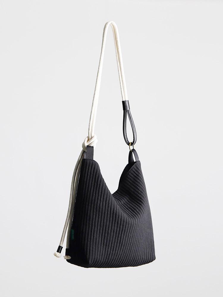 [그린스터프] 루즈핏 로프 쇼퍼백 R2 골지 코듀로이 - black S