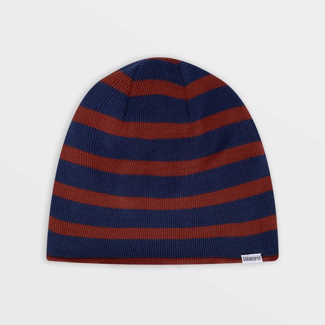 Saf3 Reversible Stripe Beanie (Burgundy/Navy)
