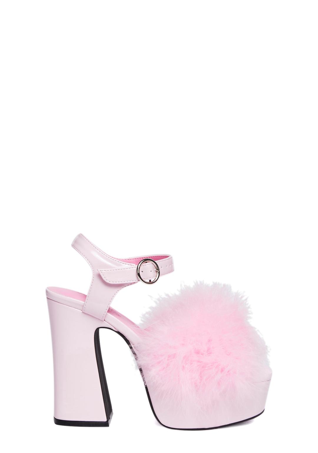 Blushin' N' Crushin' Marabou Heels - PINK / US 6