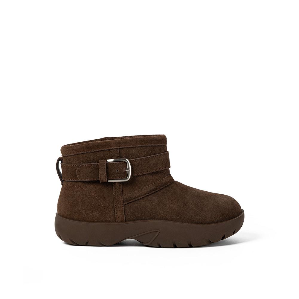 BOUCLE BUCKLE SHORT WINTER BOOTS / BROWN