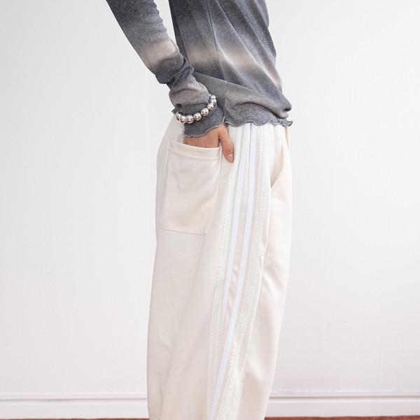Lace Line Track Pants (Cream)