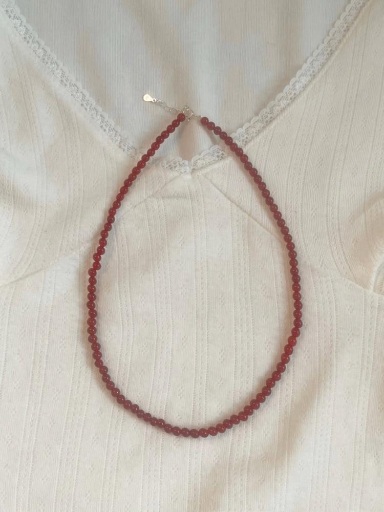4mm Red onyx necklace 레드 오닉스 목걸이