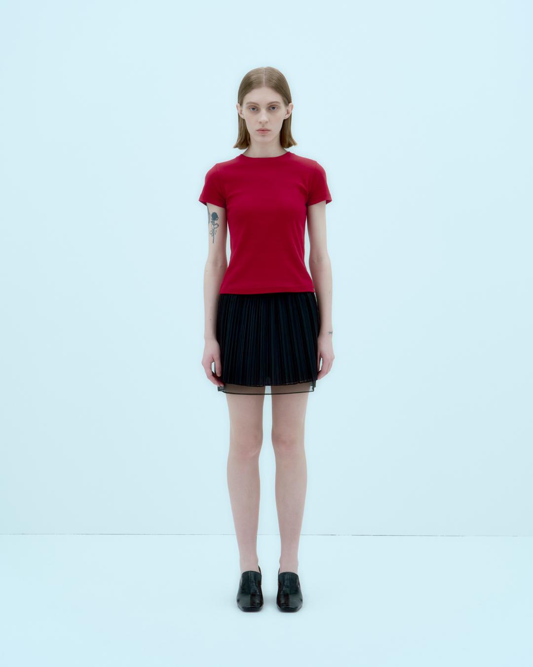 NEKKAR pleated layered mini skirt Black