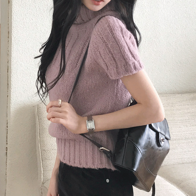 그레이레이즈 [연프💘/데이트룩] 울팬던트폴라반팔니트티 (4color)