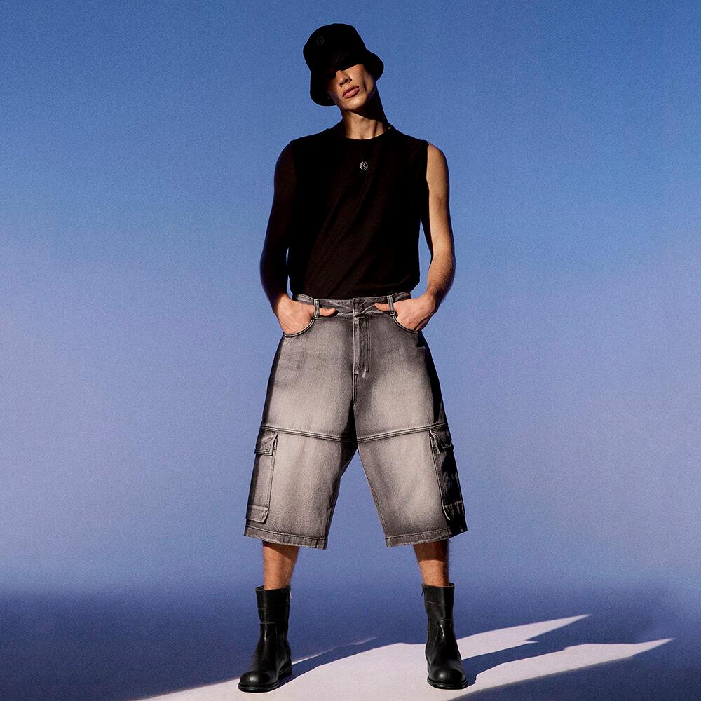 [뉴욕진스] 워시드그레이 카고 데님 쇼츠 (JNPA3C756G2)