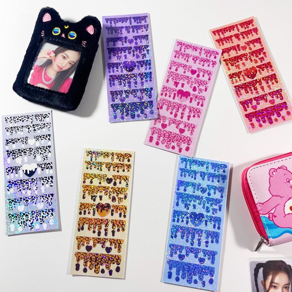 하트 슬라이드 스티커 컨페티 홀로그램 폴꾸 다이어리 바인더 꾸미기 포카 다꾸 탑꾸 표꾸