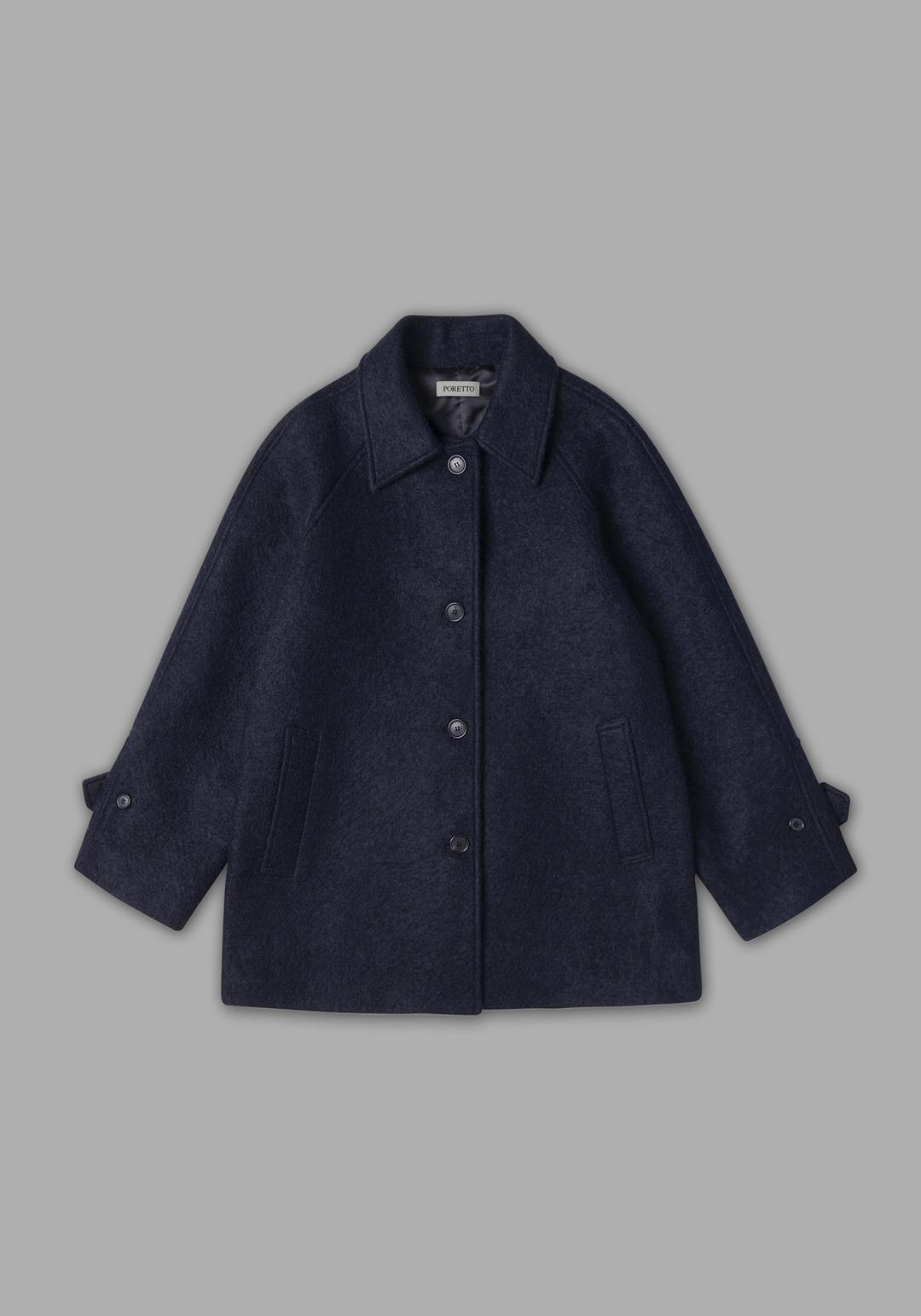 [17th] Phoebe alpaca half coat (Navy)