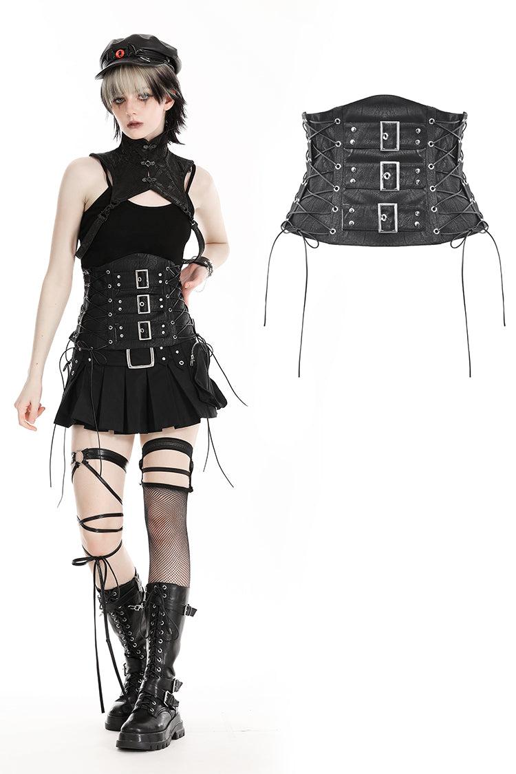 Dark heavy metal leather underbust corset CW083 - XS