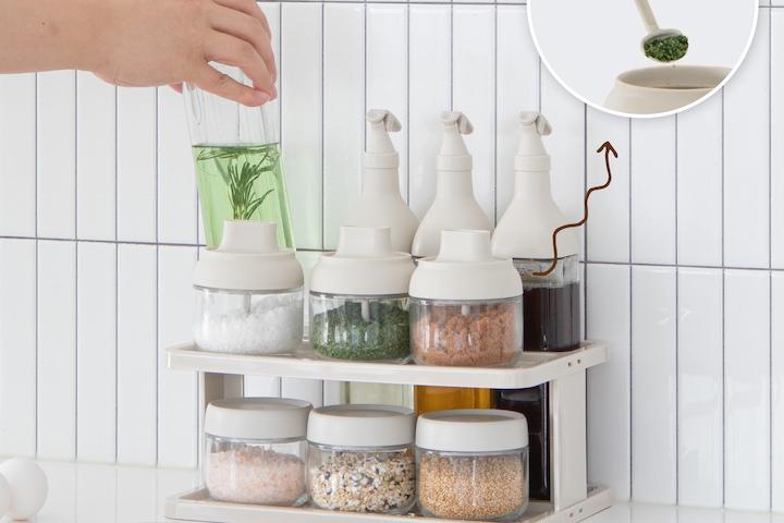 [선반포함] 스푼 일체형 밀폐 양념/소스통/오일병/+네임스티커(10P 세트)