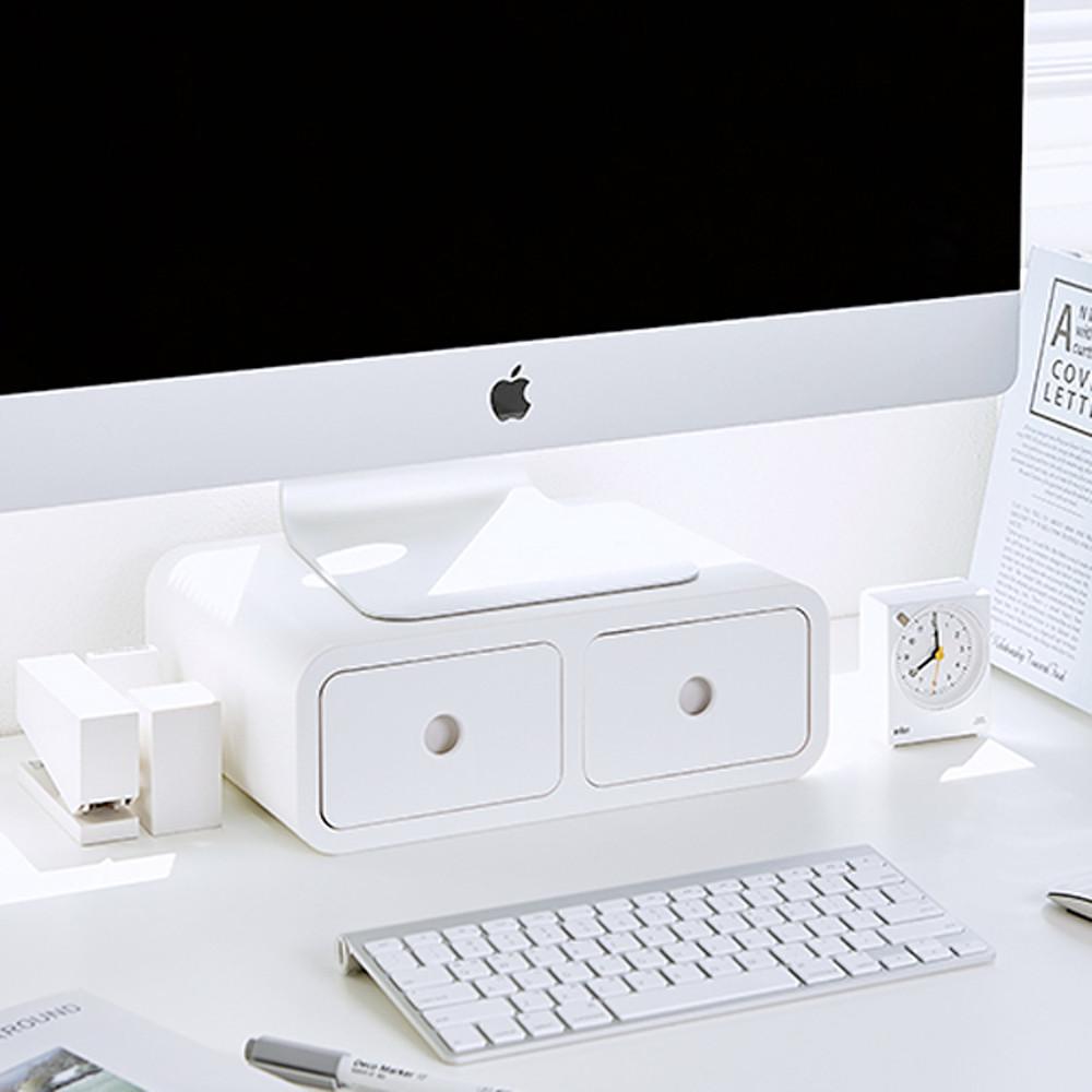 올리오 서랍형 모니터 받침대 서랍 듀얼 높은 컴퓨터 받침