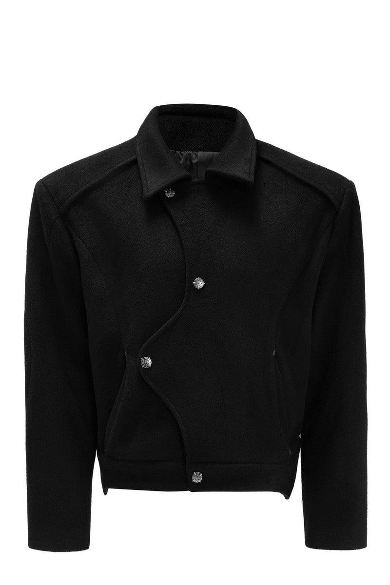 Asymmetrical Plush Wool Jacket - Black / S