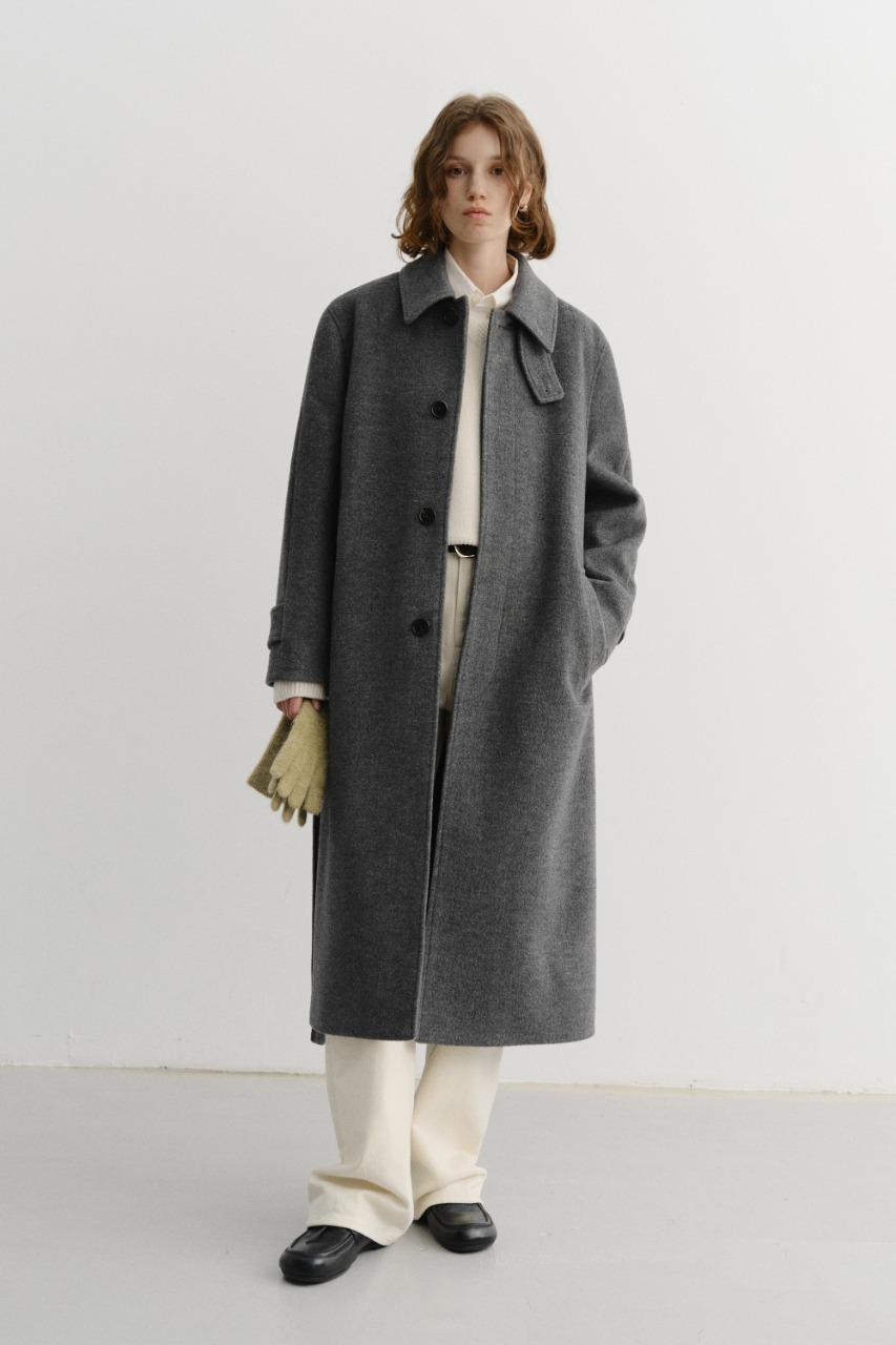 UNISEX BELTED CASHMERE MAC COAT MELANGE GREY