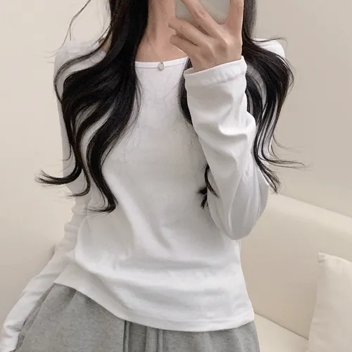 [붙지않는!/인생핏] 데일리 스탠다드핏 심플 기본 유넥 긴팔 티셔츠 (6color)