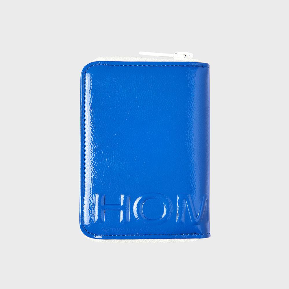 enamel zip card holder - blue