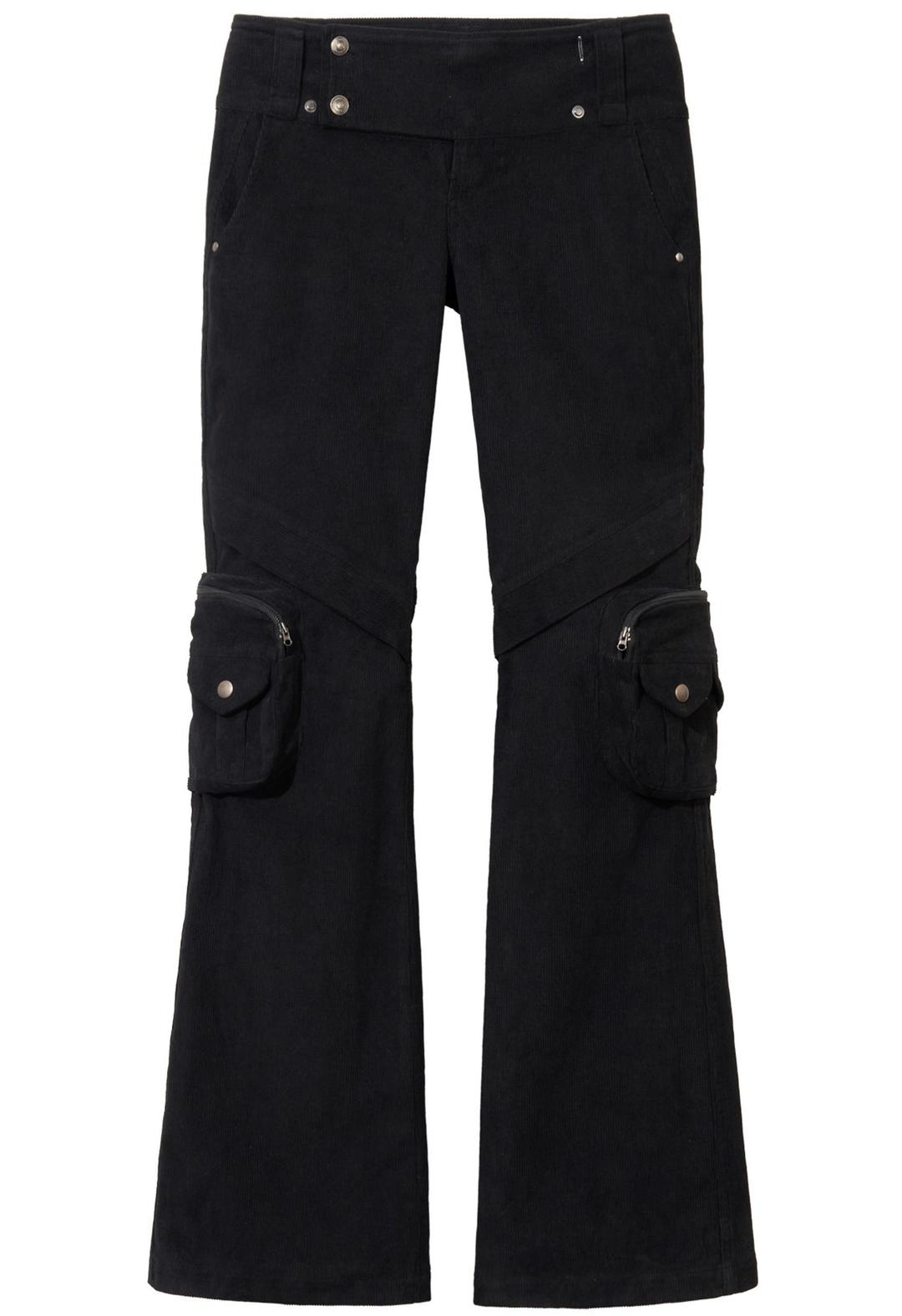 Corduroy pocket pants (Black)