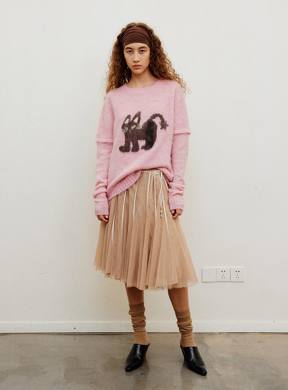 Purry Kitten Jacquard Crewneck Sweater