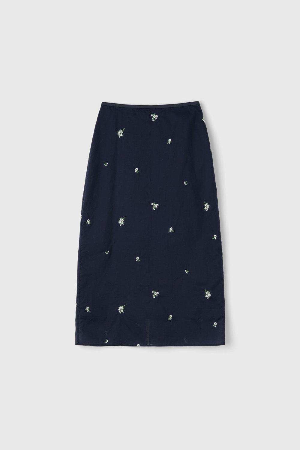 [M 3/20예약배송]Q Floral Veil Sheer Layered Skirt_Navy
